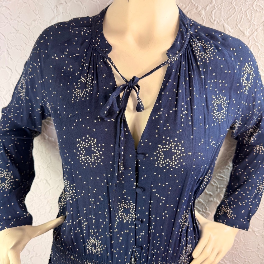 Rails Star Constellation Smocked Mini Dress Navy Blue Womens Medium - Picture 9 of 10